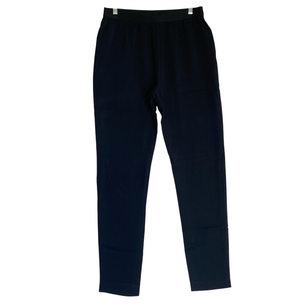 Antonio Marras Pull On Dress Pants Sz 6 IT 42 Black Elastic Waist Tapered Party